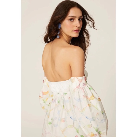 Rosie Assoulin Puff-Sleeve Cotton Off-The-Shoulder Midi Dress 4 - Picture 4 of 14